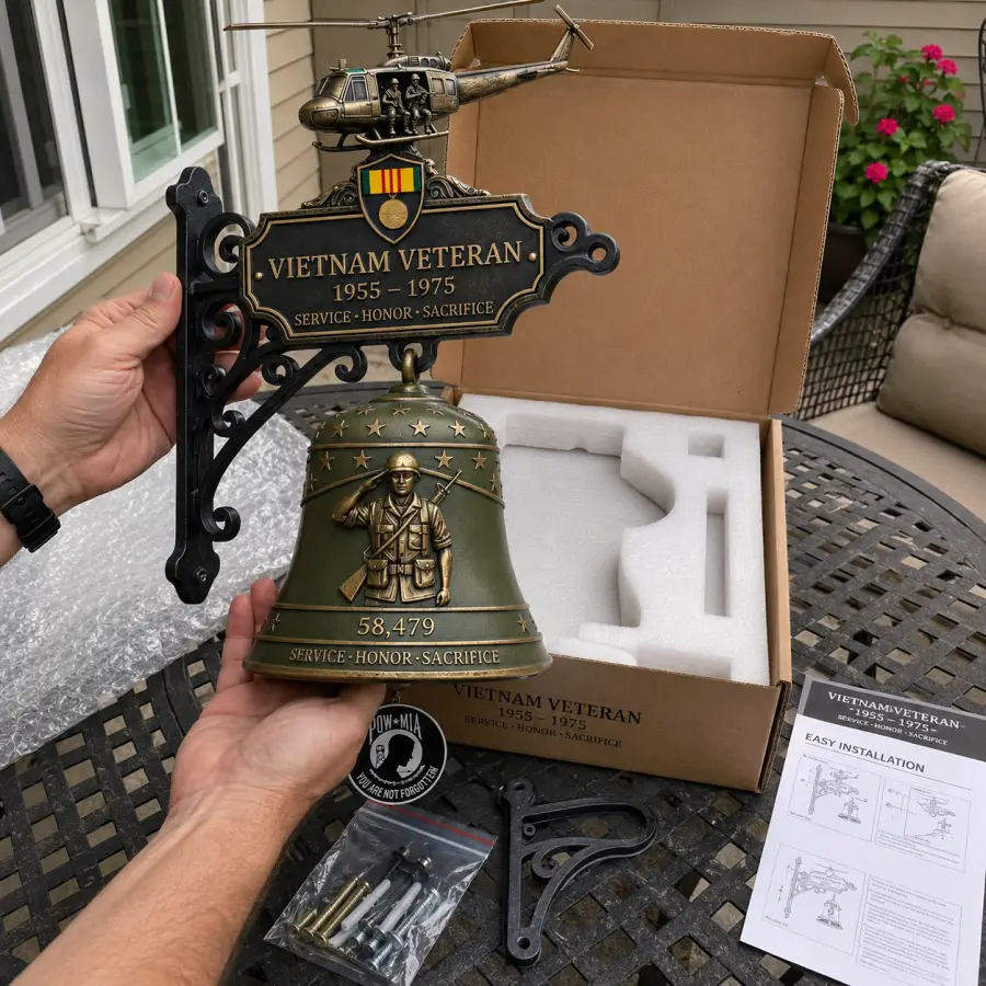 Vietnam Veteran Tribute Wall Bell 1955 to 1975 Commemorative Military Home Decor